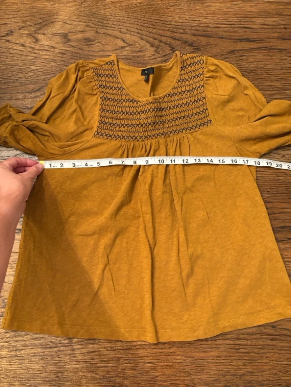 J.Crew Mustard Yellow Gold Smocked Cotton Puff Sleeve Peasant Top Women’s Small